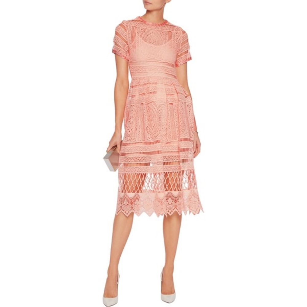 ALEXIS ALANNA MACRAMÉ LACE MIDI DRESS SZ M